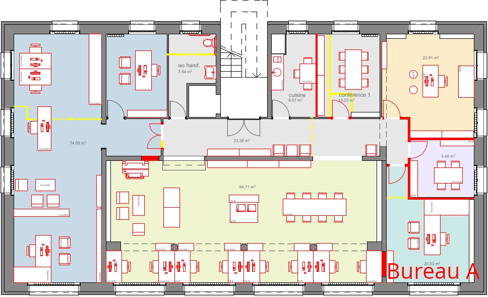 Plan de l'étage — emplacement du bureau Rue de la Poste 12, Martigny